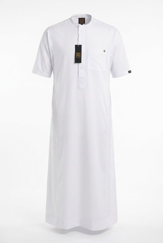 Mens white short sleeve thobe - short,