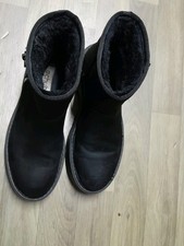 Schuh Womens Black Size 6 Suede Chunky Boots, Used Good Condition,