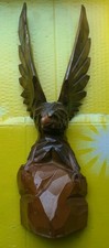 Alpine wooden eagle bird carved figurine Black Forest Tyrol vintage Alps art