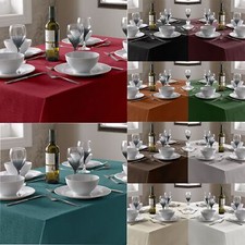 Modern Select Plain Linen Look Hard Wearing Easy Care Table Cloths and Runners
