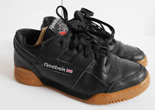Reebok Classic Workout Plus Black Leather Trainers UK 4 Unisex Teens School