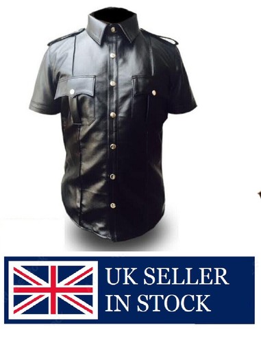 Men black faux leather short - men's,