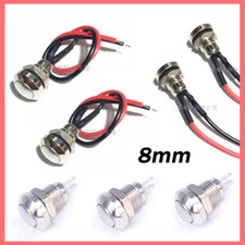 Momentary Metal Switch Horn Push Button With Cable - 8mm Car Boat Waterproof
