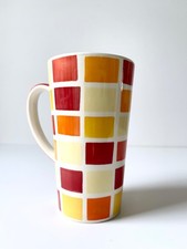 Retro Whittard of Chelsea Yellow Square Orange  Tall Latte Mug Mosaic Tile