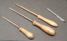 Vintage Tool - Bundle of 3 Metal Files - Wooden Handled File set
