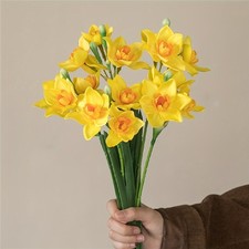 Artificial Daffodil Swags Plastic Faux Narcissus Flower Bundle for Home Decor