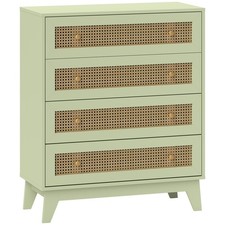 HOMCOM Rattan Chest of Drawers, 4 Drawer Unit Storage Organiser for Bedroom