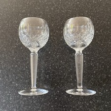 Unused Waterford Crystal Colleen Long Stem Hock Wine Glasses x 2, 19cm tall