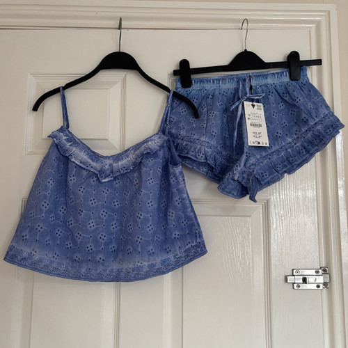 Zara blue eyelet cotton - blue,