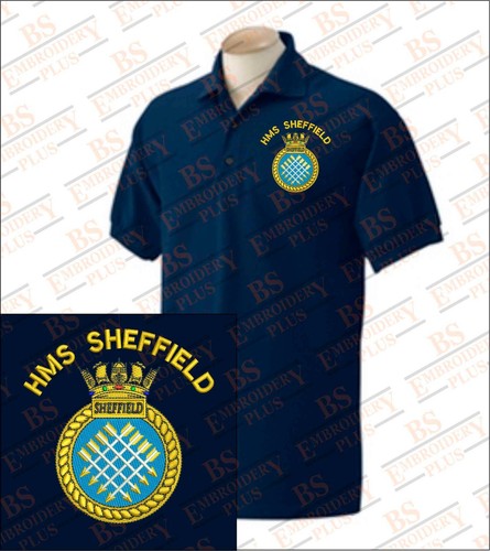 Hms sheffield embroidered - embroidered, polo