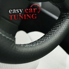 For Vauxhall Opel Corsa D Black Perforated Leather Steering Wheel Cover Grey