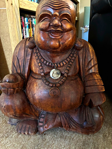 Large carved wooden seated - large,