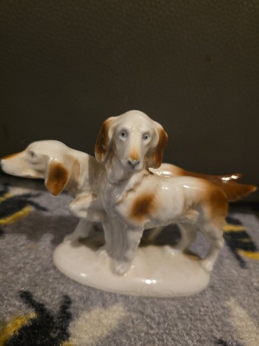 Vintage porcelain hunting dogs - vintage,