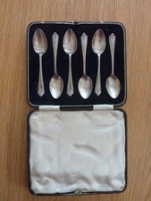 CASED SET OF 6 STERLING SILVER   SPOONS (BIRMINGHAM 1938/9)  B B S LTD.
