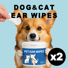 Pets Dog Cat Ear Wipes Clean Finger Pads Remove Odours Wax 100 Pcs