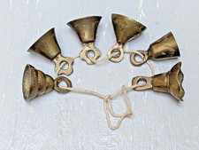 Set of 6 Mini Indian Vintage Rustic Brass Bells Garden Wind Chimes Gate Doorbell