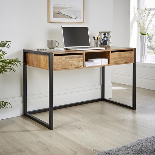 Smoked oak office desk - smoked,