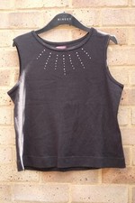 TRADER JEANS COMPANY. Black Sleeveless Size 18 Top with Diamante