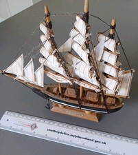 Wooden Model Of The Cutty Sark. 27 Cm Long, 23 Cm Tall. 