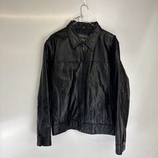 Aviatrix Vintage Black Leather Full Zip Jacket Men’s Size Uk XL