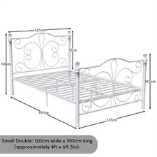 Metal Bed Double King Size Frame 4FT 4FT6 5FT Chicago Mattress Black White