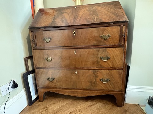 Antique walnut bureau - antique,