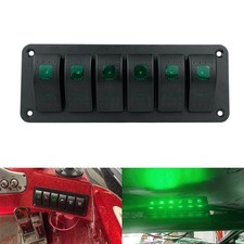 6 Gang Green LED Light Rocker
