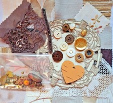 Neutral Slow Stitch Kit, Fabric Scrap Bundle, Collage Art, Sewing Crafts