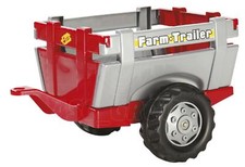 Rolly Toys - Red / Silver Farm Trailer Slat Design for Rolly Pedal Tractors