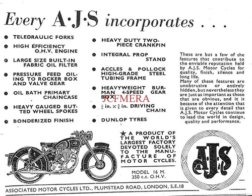 Model 16m 350cc ohv - a.j.s., 16m'