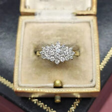 14K Yellow Gold Over 2.00 Ct Round Cut Diamond Cluster Engagement Ring Size N