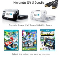 Nintendo Wii U Console Bundle | 3 Games inc. Mario Kart 8 | Complete Setup