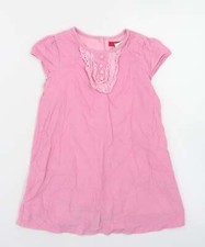 Strawberry Faire Girls Pink Cotton Blend A-Line Size 4 Years