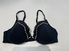 M&S Per Una Bra Underwired Padded Modal Blend Lace Trim Bra Size 34C Black
