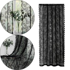 Black Lace Floral Net Curtains Window Tulle Curtain Stylish Voile Curtains