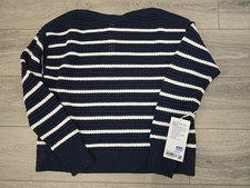 Lululemon Cotton Crochet Pullover Sweater NWT Size Small Navy/White $128 Retail