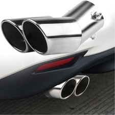 UNIVERSAL SPORT DUAL TWIN EXHAUST PIPES MUFFLER TRIM PIPE TAIL TIP CHROME Useful