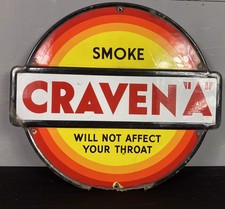 Vintage Original Craven A Enamel Advertising Sign Tobacciana