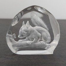 Dartington Glass Paperweight Squirrel Signed Capredoni Intaglio Reverse Carved