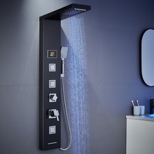 KINKIBOS 5-Function LED Shower Tower Stainless Steel Shower Panel with Rainfall
