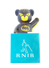 Vintage RNIB Caped Crusader Sooty Batman Charity Collection Box Icon.