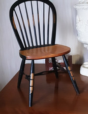 Doll / Teddy Chair 15" Tall Wooden Windsor Style Spindle Back Chair Black/Brown