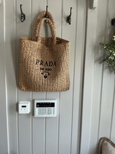 PRADA Raffia Tote Beach Bag