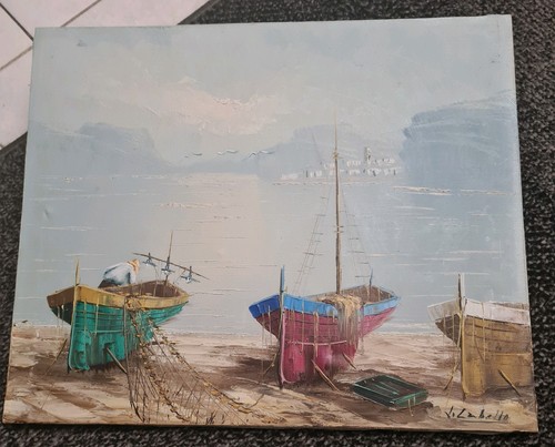 Vintage oil canvas painting - oil,