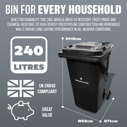 Black wheelie bin - wheelie, 240l
