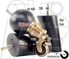 4x Turned Wood Furniture Chair Settee Legs M8 Sofa Feet 2x With Castors 118mm