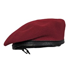 Army Beret British Combat Military Style Cadet Uniform Wool Hat Cap Leather Band