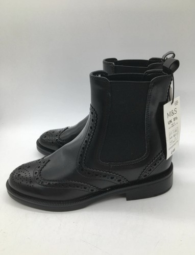 Bnwt black leather - m&s, brogue