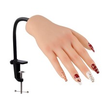 Flexible Silicone Nail Practice Hand with Stand, Colour 3# Right - Practice