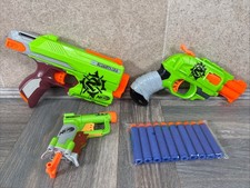 3 Nerf Zombie Strike Guns Inc (SIDESTRIKE- DOUBLE STRIKE- JOLT + 10 Darts Tested